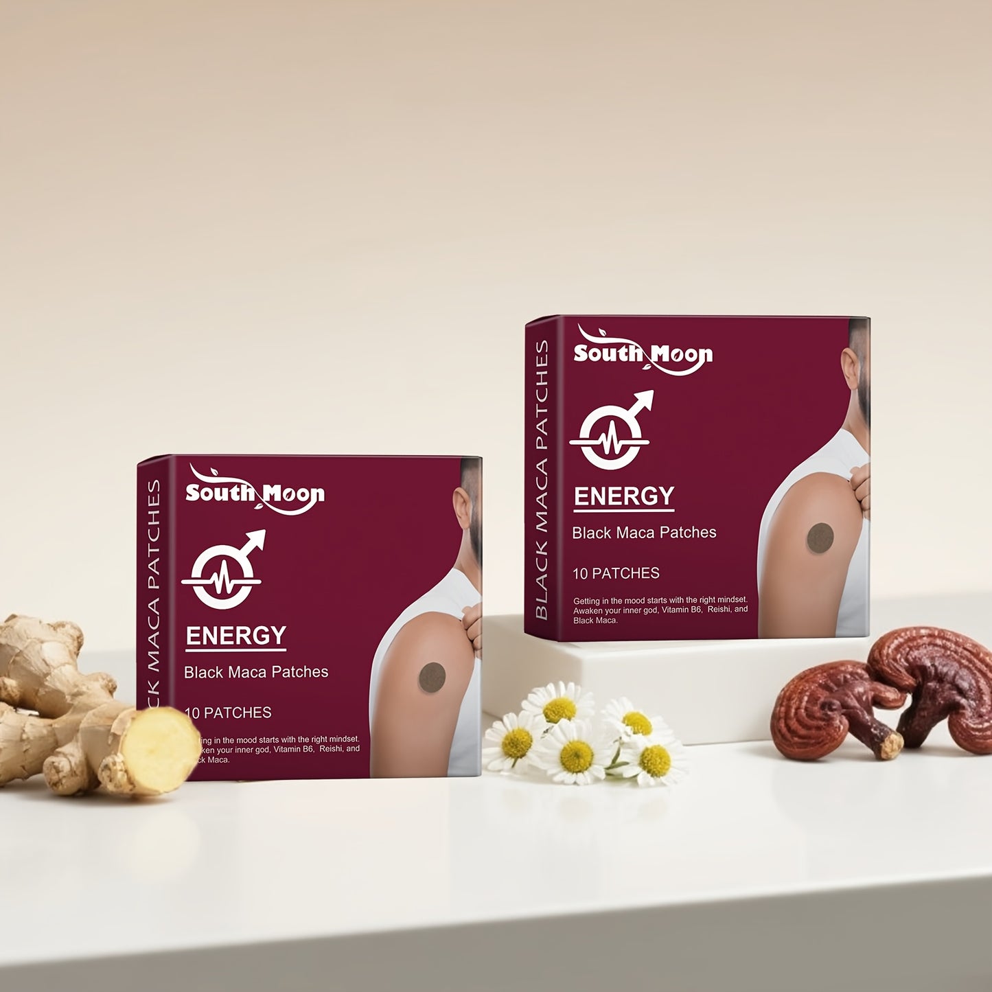 South Moon Black Energy Herbal Patches - 40ct (2 Boxes of 20pcs) with Ginger Extract, Refreshing Non-Greasy Texture for Joyful Vitality, Suitable for All Skin Types