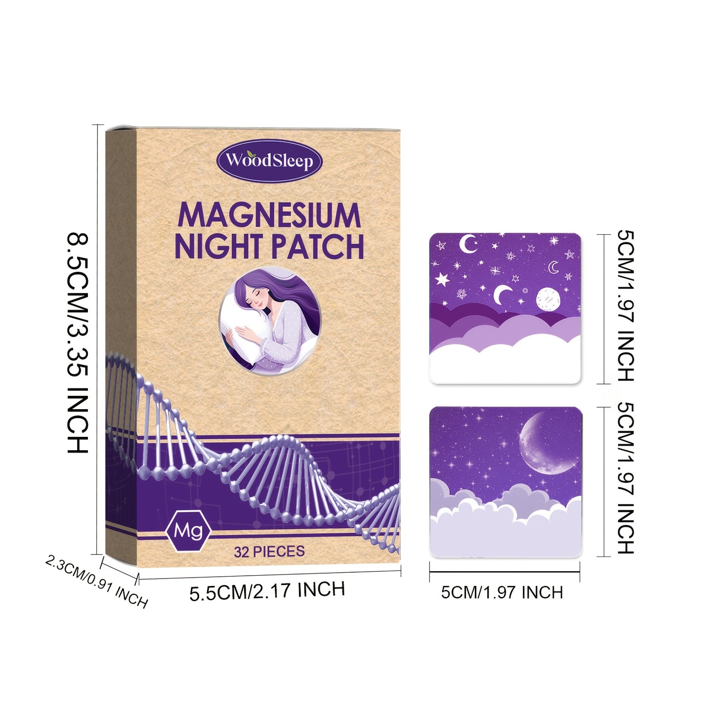[32pcs Magnesium Night Patch] 32pcs Magnesium Night Patch | Essential Oil Patch for Men and Women, Light Beige
