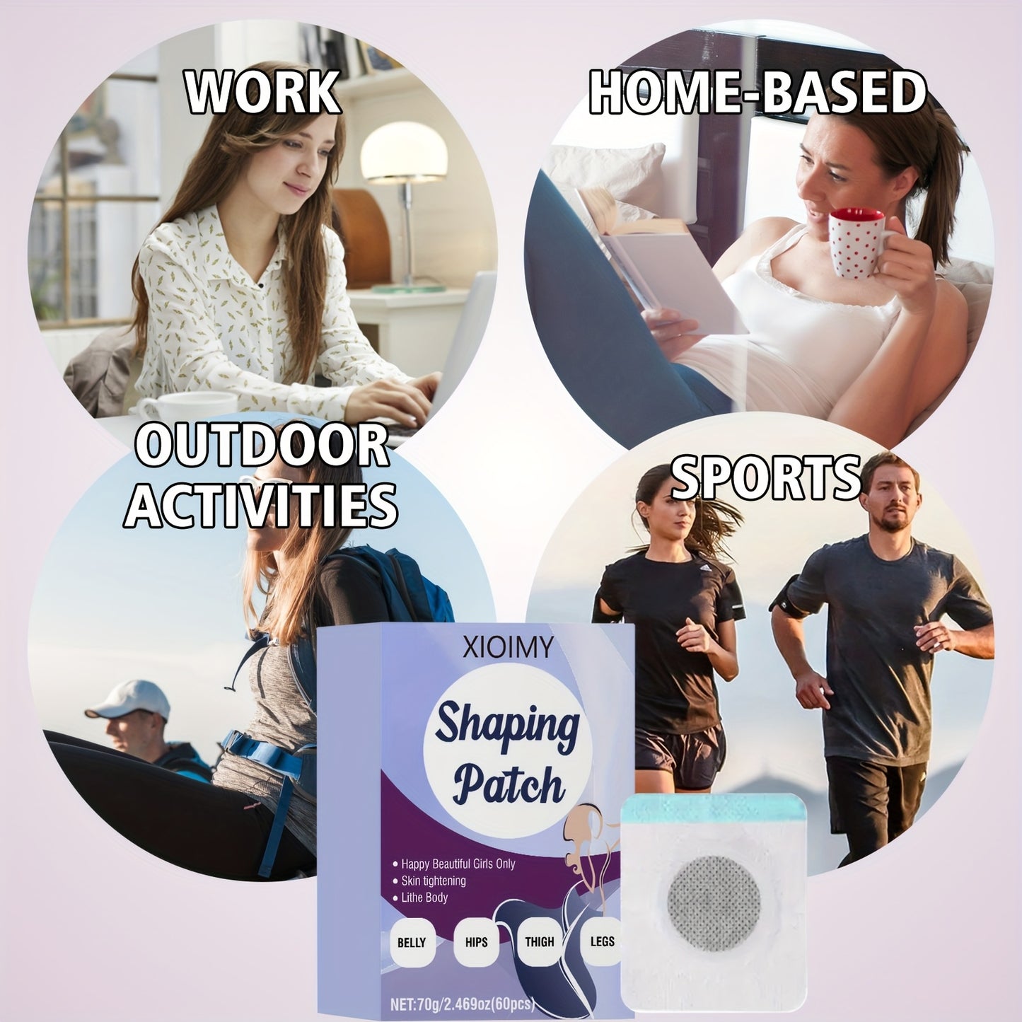 60pcs Shaping Patches for Tummy, Waist, Arms & Legs - Hydrating Hyaluronic Acid, Fresh Scent, Easy-to-Apply & Long-Lasting Adhesive, Hypoallergenic for All Light Beige Types, Belly Shaper, Sleek Design, Secure Fit Design