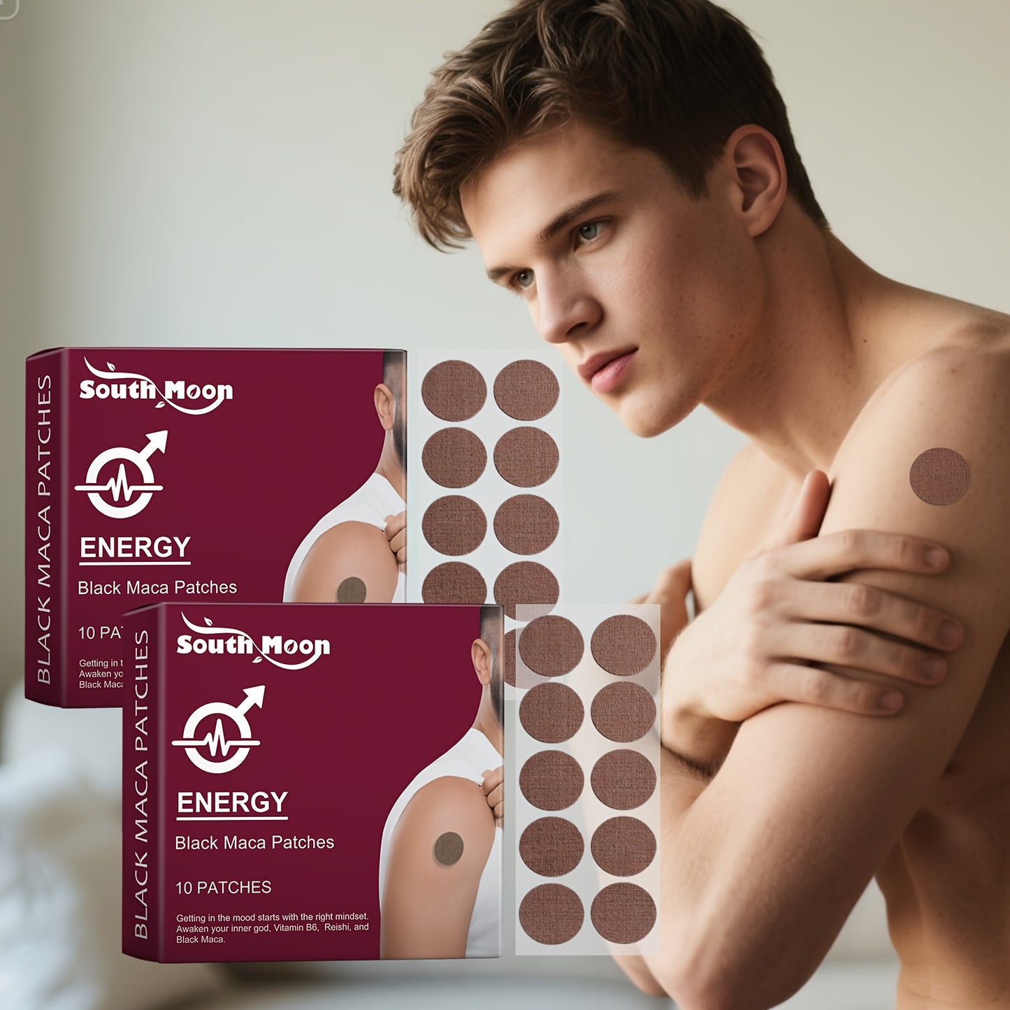 South Moon Black Energy Herbal Patches - 40ct (2 Boxes of 20pcs) with Ginger Extract, Refreshing Non-Greasy Texture for Joyful Vitality, Suitable for All Skin Types