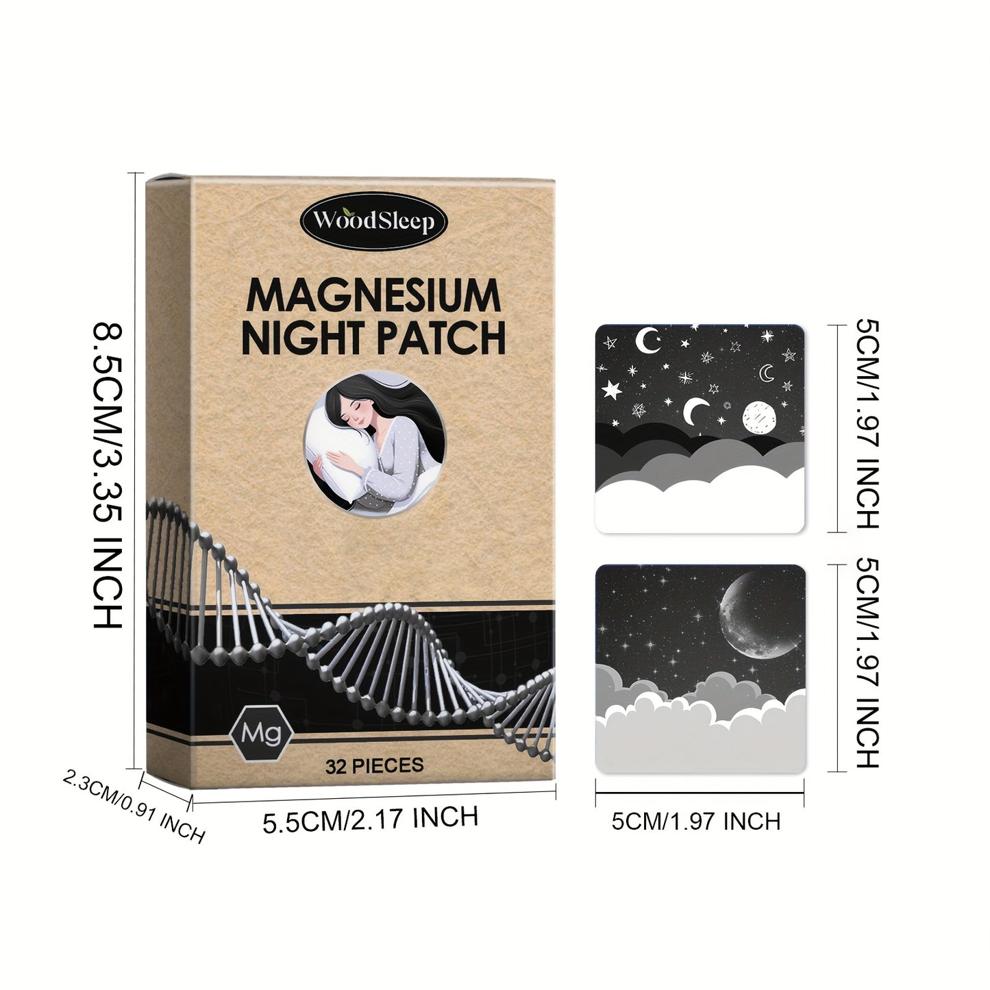 [Magnesium Night Patch] 32pcs Magnesium Night Patch (Black) | Essential Oil Patch with Magnesium Chloride, Lavender & Coconut Oil - for Men & Women, All Light Beige Types