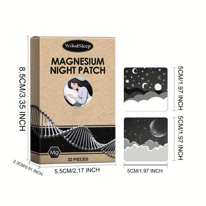 [Magnesium Night Patch] 32pcs Magnesium Night Patch (Black) | Essential Oil Patch with Magnesium Chloride, Lavender & Coconut Oil - for Men & Women, All Light Beige Types