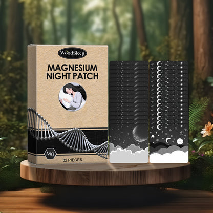 [Magnesium Night Patch] 32pcs Magnesium Night Patch (Black) | Essential Oil Patch with Magnesium Chloride, Lavender & Coconut Oil - for Men & Women, All Light Beige Types